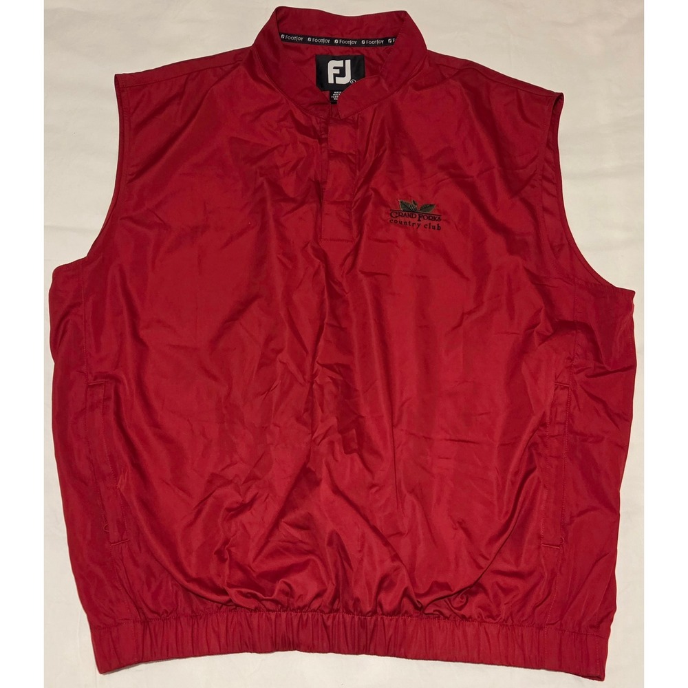 FootJoy Golf Vest Grand Forks Country Club Mens Red Sleeveless 1/4 Button Layers